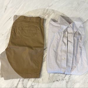 BROOKS BROTHERS TAN PLAID ORIGINAL POLO SHIRT. NON IRON. REGULAR FIT.